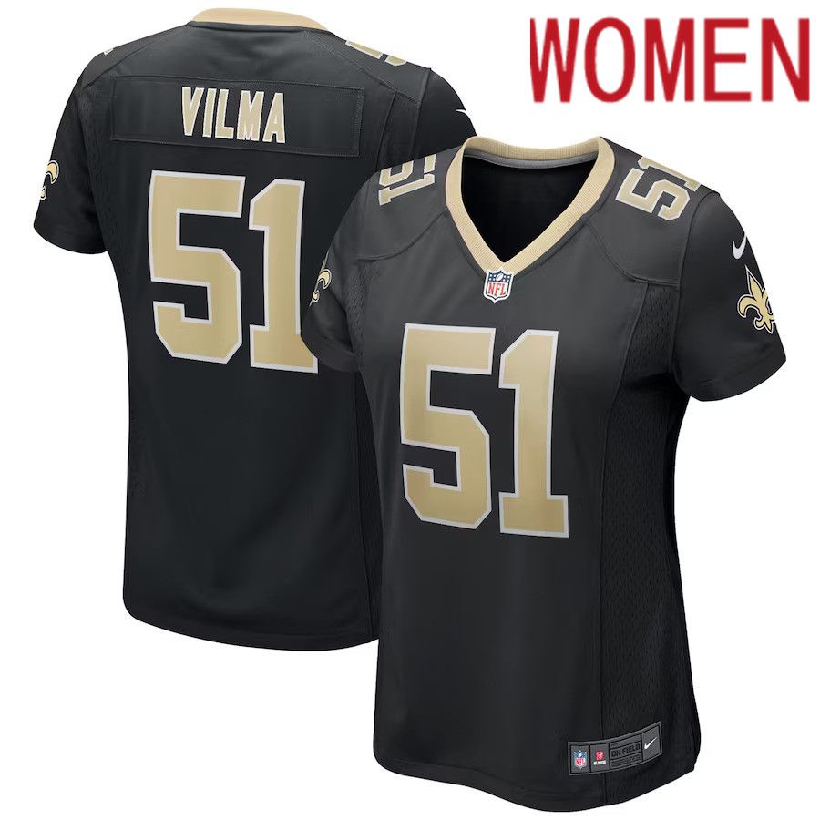 Women New Orleans Saints #51 Jonathan Vilma Nike Black Game Retired Player NFL Jersey